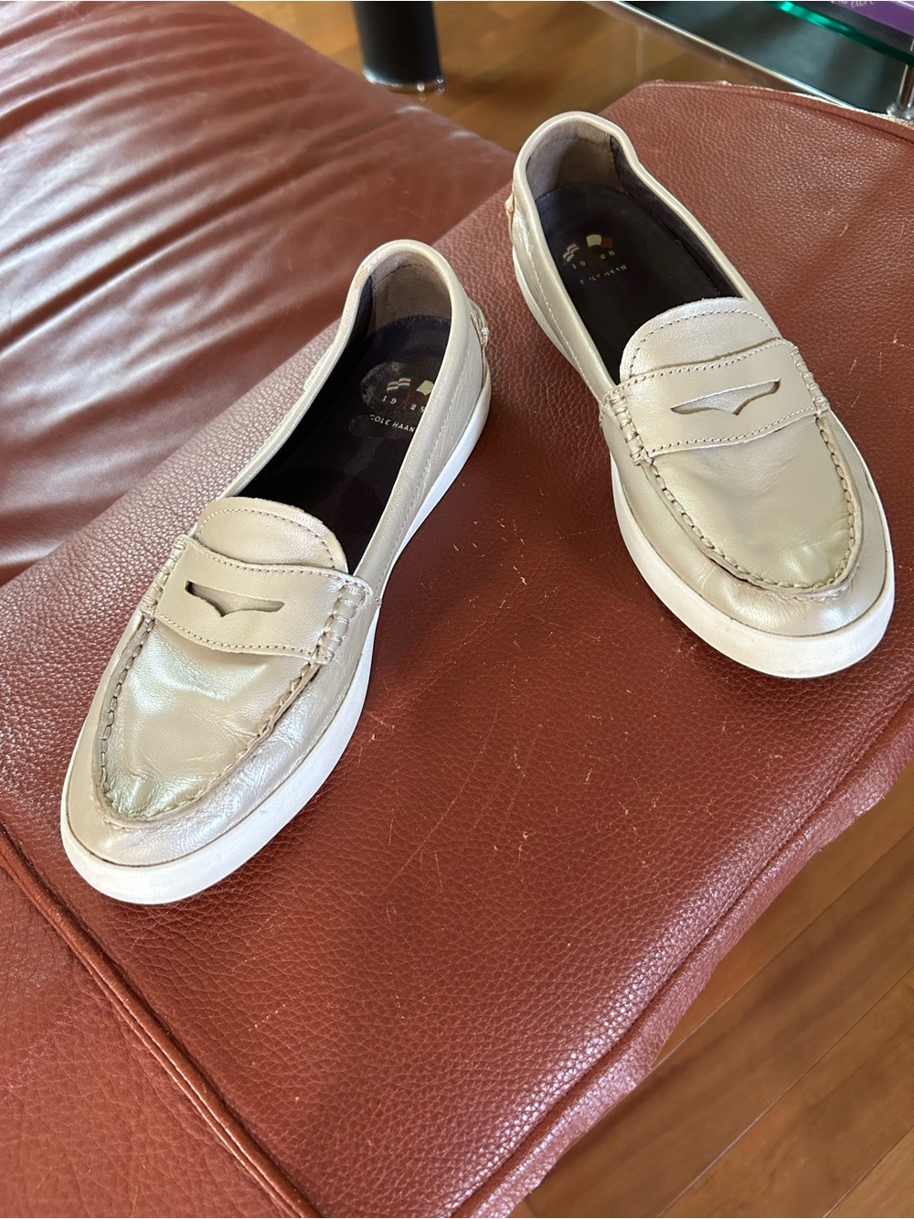 Cole Haan Women's Pearl Cream Leather Slip-On Loafers